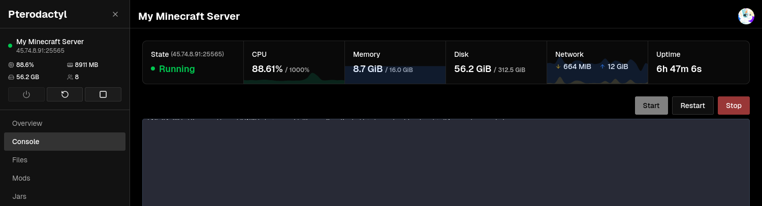 Game Server Console